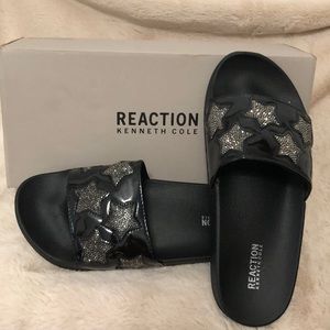 NIB Reaction Kenneth Cole Women’s Pool Splash Jewel Slides, Size 8, Black